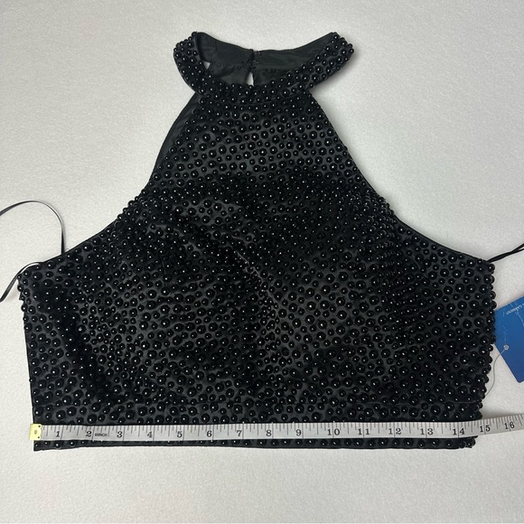 NWT Black Full Length Satin Beaded Two-Piece Formal Gown - Picture 16 of 16